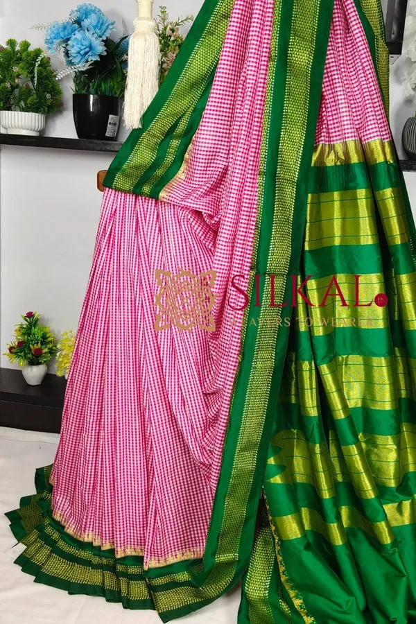 Ilkal_Small_Check_Cotton_Silk_Saree_SKL04040