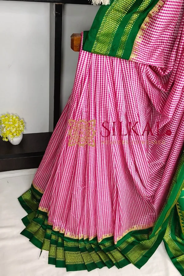 Ilkal_Small_Check_Cotton_Silk_Saree_SKL04040