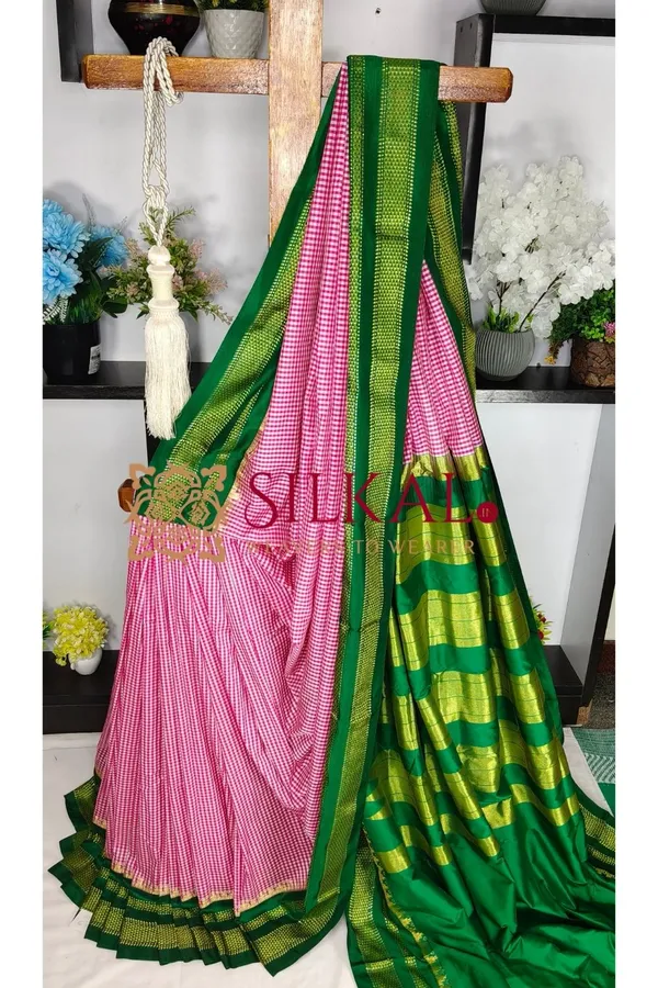 Ilkal_Small_Check_Cotton_Silk_Saree_SKL04040
