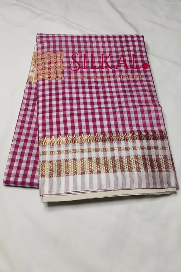 Ilkal_Small_Check_Cotton_Silk_Saree_Saree_Code-_SKL03433