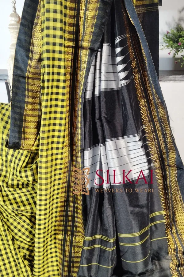 Ilkal_Small_Check_Cotton_Silk_Saree_Saree_Code-_SKL1873