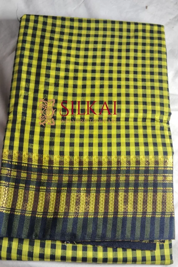 Ilkal_Small_Check_Cotton_Silk_Saree_Saree_Code-_SKL1873