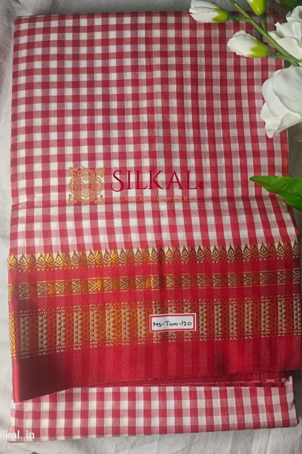 Ilkal_Small_Check_Cotton_Silk_Saree_Saree_Code-_SKL1110