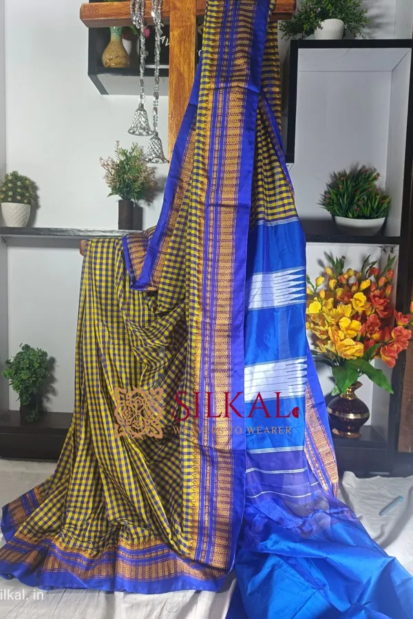 Ilkal_Small_Check_Cotton_Silk_Saree_Code-_SKL1726
