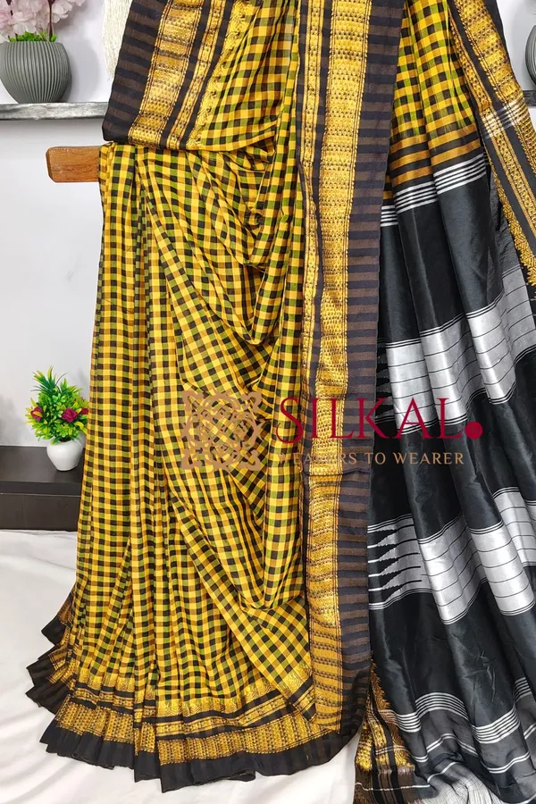 Ilkal_Small_Checks_Cotton_Silk_Saree_SKL_04061