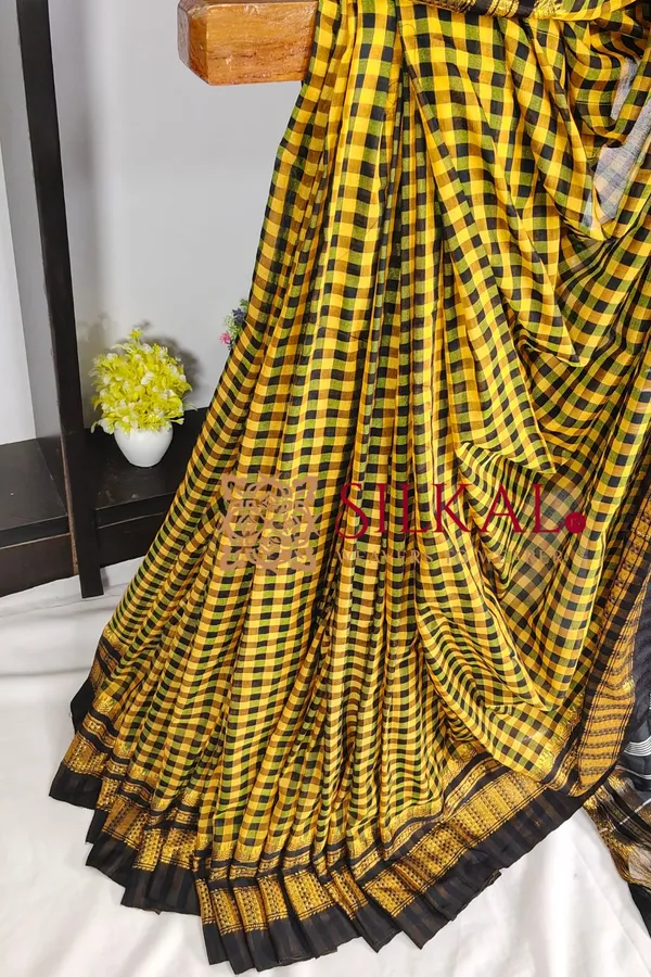 Ilkal_Small_Checks_Cotton_Silk_Saree_SKL_04061