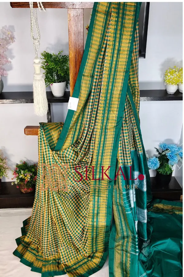 Ilkal_Small_Checks_Cotton_Silk_Saree_SKL_04182