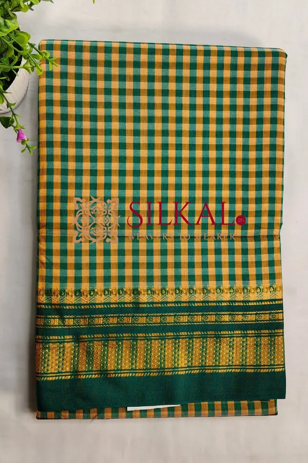 Ilkal_Small_Checks_Cotton_Silk_Saree_SKL_04182