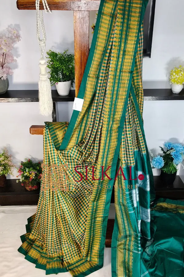 Ilkal_Small_Checks_Cotton_Silk_Saree_SKL_04182
