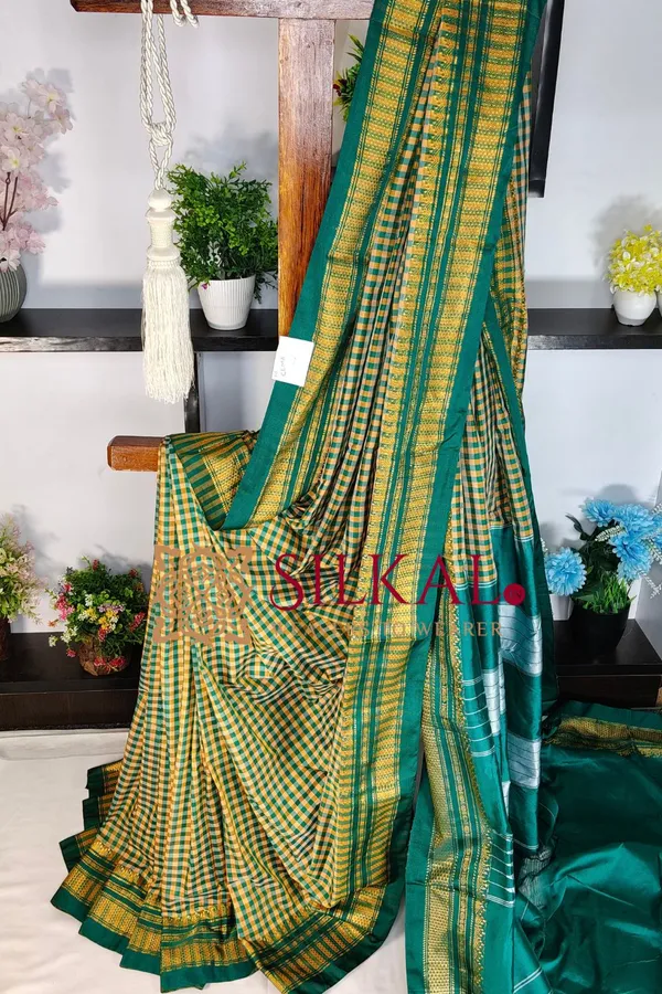 Ilkal_Small_Checks_Cotton_Silk_Saree_SKL_04182
