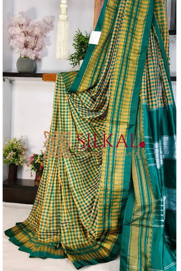 Ilkal_Small_Checks_Cotton_Silk_Saree_SKL_04182