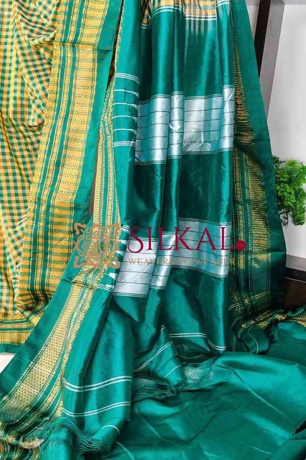 Ilkal_Small_Checks_Cotton_Silk_Saree_SKL_04182