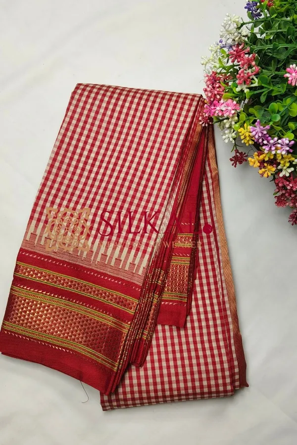 Ilkal_Soft_Silk_Checks_Saree_SKL03845