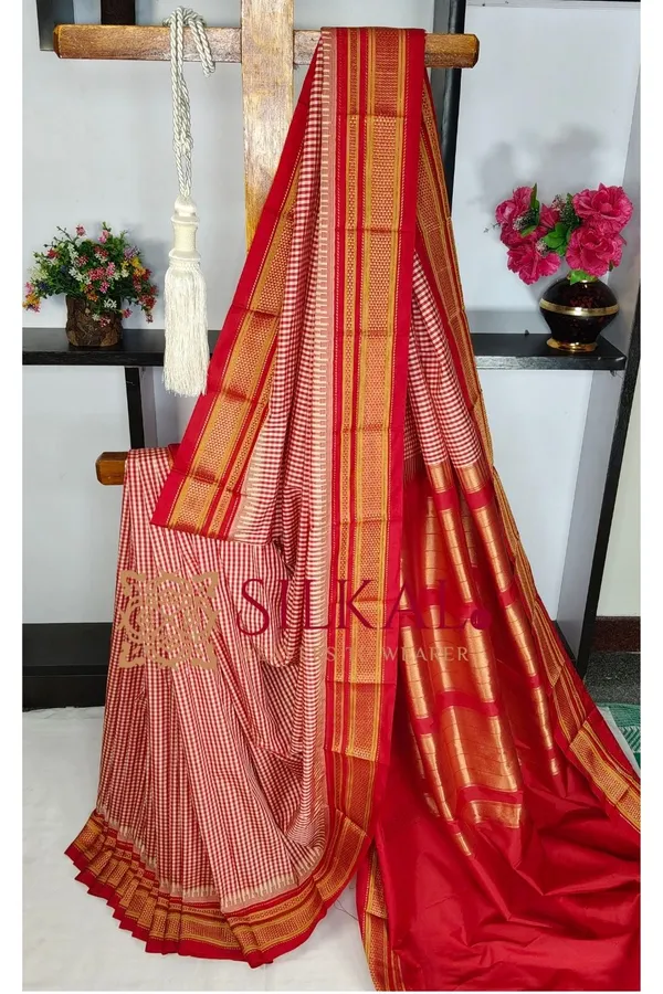 Ilkal_Soft_Silk_Checks_Saree_SKL03845