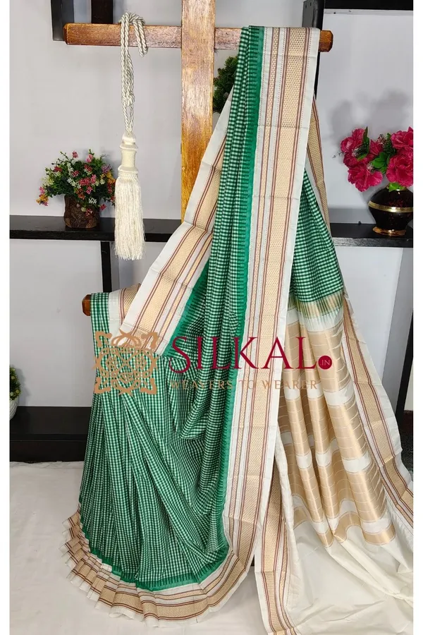 Ilkal_Soft_Silk_Checks_Saree_SKL03846