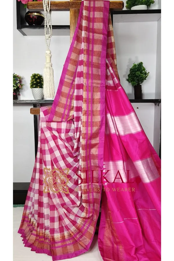 Ilkal_Special_Cotton_Silk_Big_Checks_Saree_SKL03573