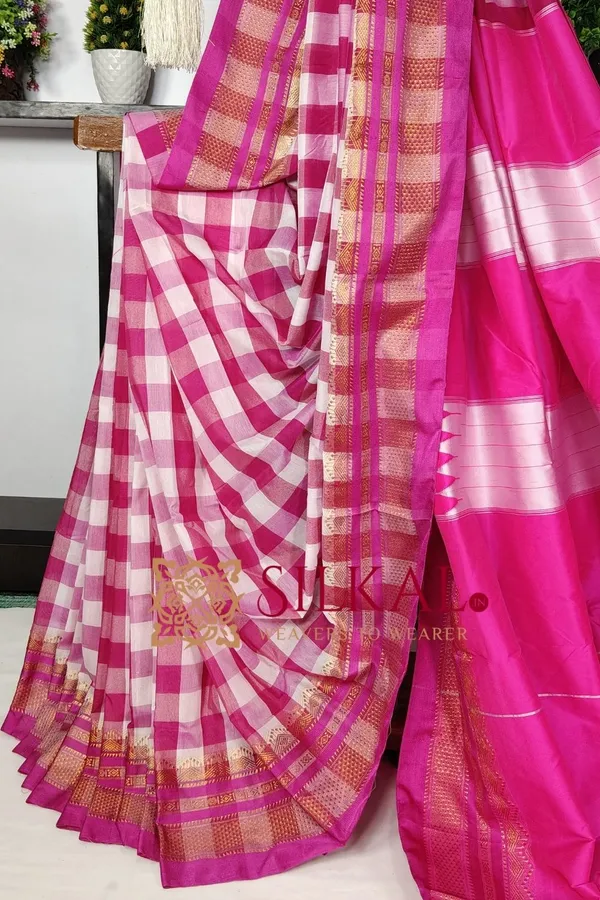 Ilkal_Special_Cotton_Silk_Big_Checks_Saree_SKL03573