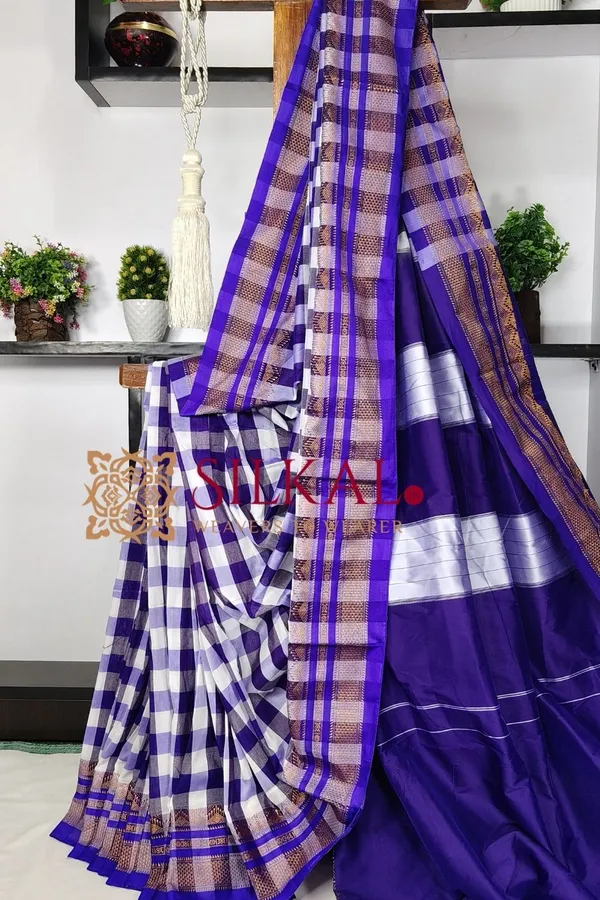 Ilkal_Special_Cotton_Silk_Big_Checks_Saree_SKL03574