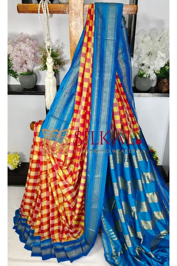 Ilkal_Special_Cotton_Silk_Big_Checks_Saree_SKL04044