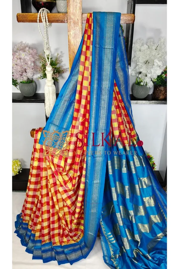 Ilkal_Special_Cotton_Silk_Big_Checks_Saree_SKL04044