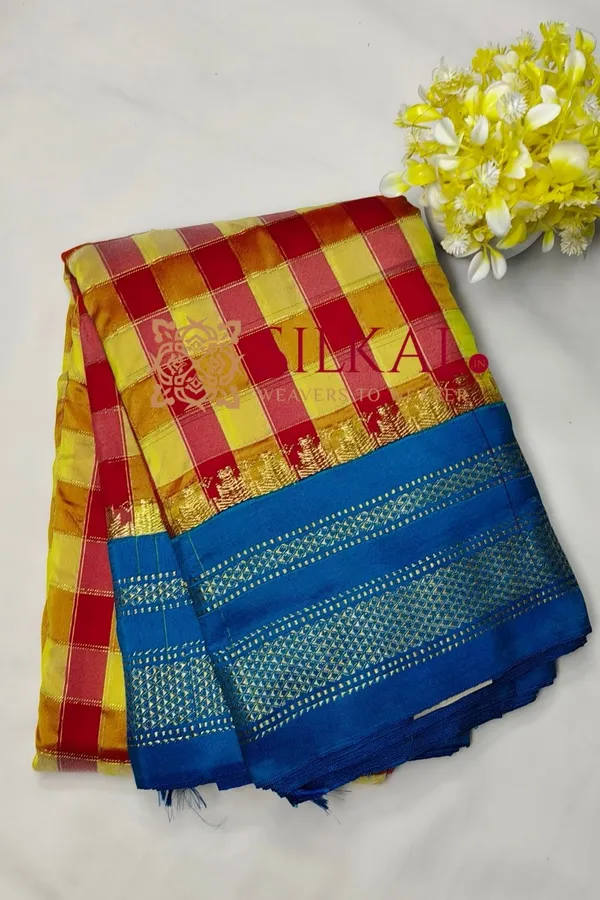 Ilkal_Special_Cotton_Silk_Big_Checks_Saree_SKL04044