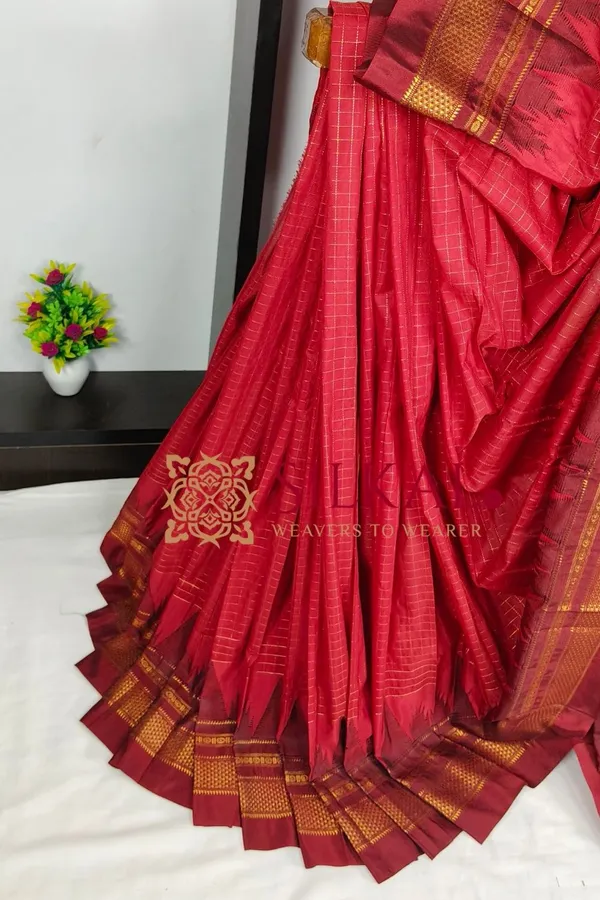 Ilkal_Temple_Chadaruga_Cotton_Silk_Saree_SKL03852