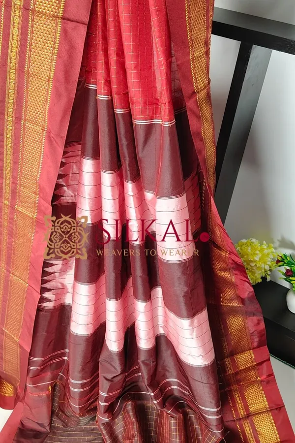 Ilkal_Temple_Chadaruga_Cotton_Silk_Saree_SKL03852