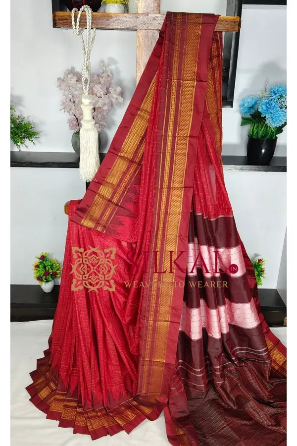 Ilkal_Temple_Chadaruga_Cotton_Silk_Saree_SKL03852