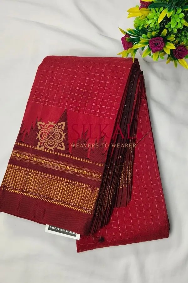 Ilkal_Temple_Chadaruga_Cotton_Silk_Saree_SKL03852