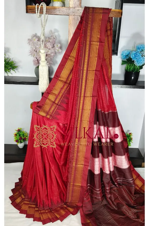 Ilkal_Temple_Chadaruga_Cotton_Silk_Saree_SKL03852