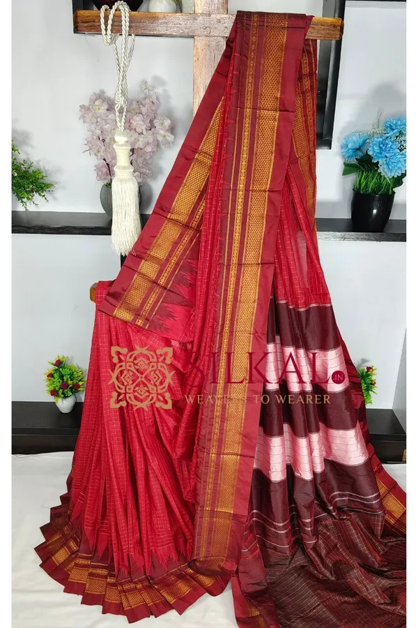 Ilkal_Temple_Chadaruga_Cotton_Silk_Saree_SKL03852