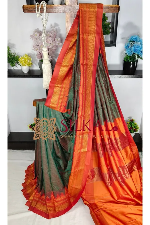 Ilkal_Temple_Chadaruga_Cotton_Silk_Saree_SKL03855