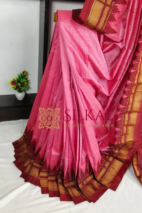 Ilkal_Temple_Chadaruga_Cotton_Silk_Saree_SKL03860