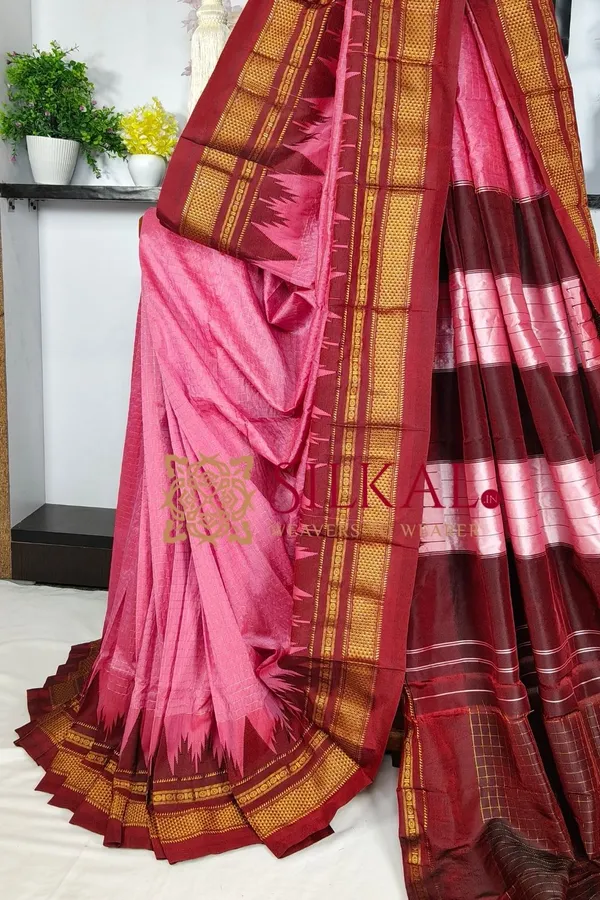 Ilkal_Temple_Chadaruga_Cotton_Silk_Saree_SKL03860