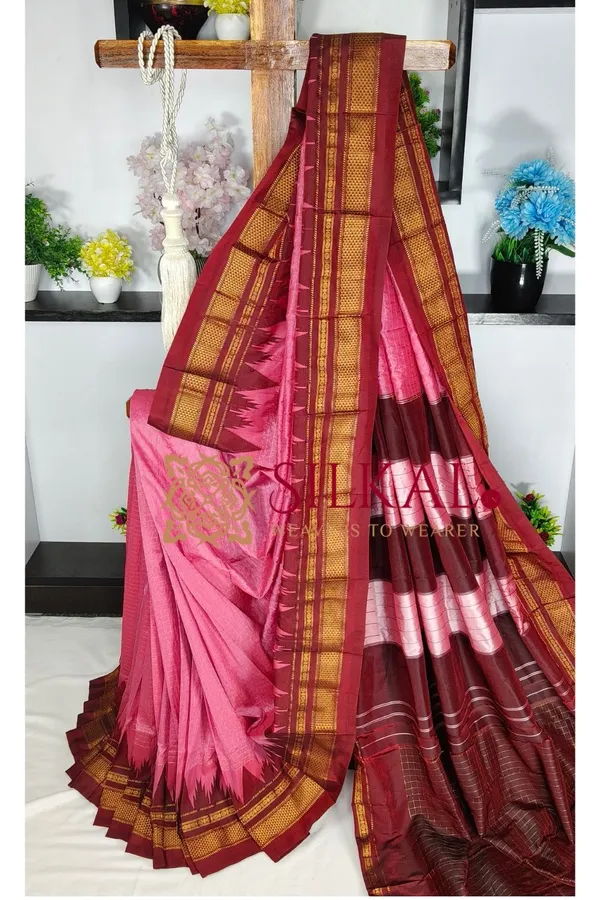 Ilkal_Temple_Chadaruga_Cotton_Silk_Saree_SKL03860