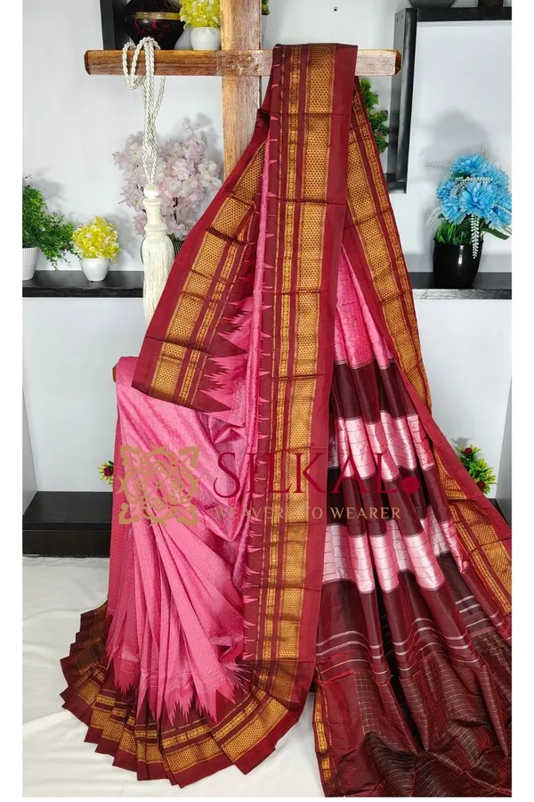 Ilkal_Temple_Chadaruga_Cotton_Silk_Saree_SKL03860