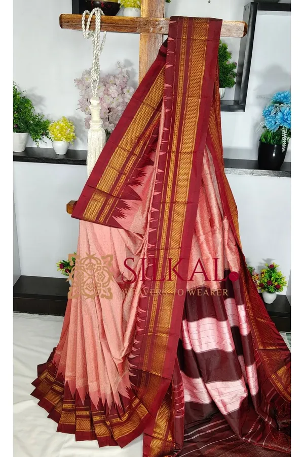 Ilkal_Temple_Chadaruga_Cotton_Silk_Saree_SKL03863