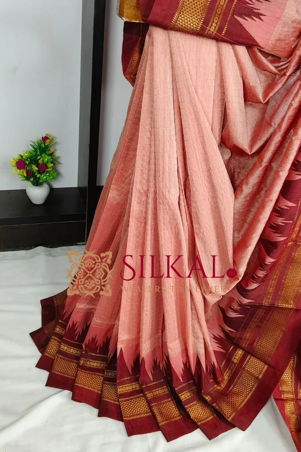 Ilkal_Temple_Chadaruga_Cotton_Silk_Saree_SKL03863