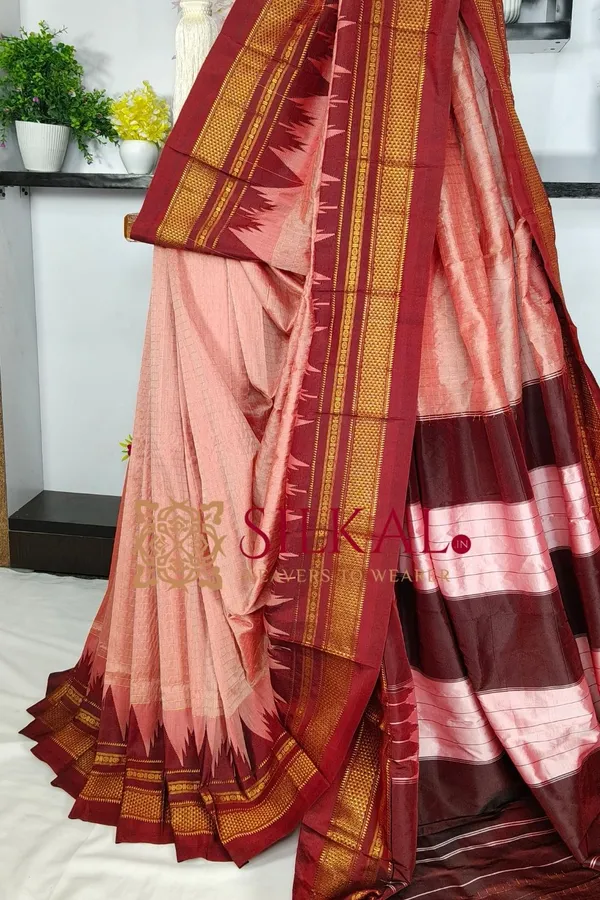 Ilkal_Temple_Chadaruga_Cotton_Silk_Saree_SKL03863
