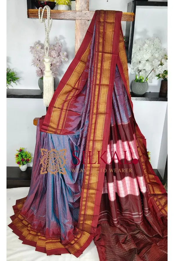 Ilkal_Temple_Chadaruga_Cotton_Silk_Saree_SKL03864