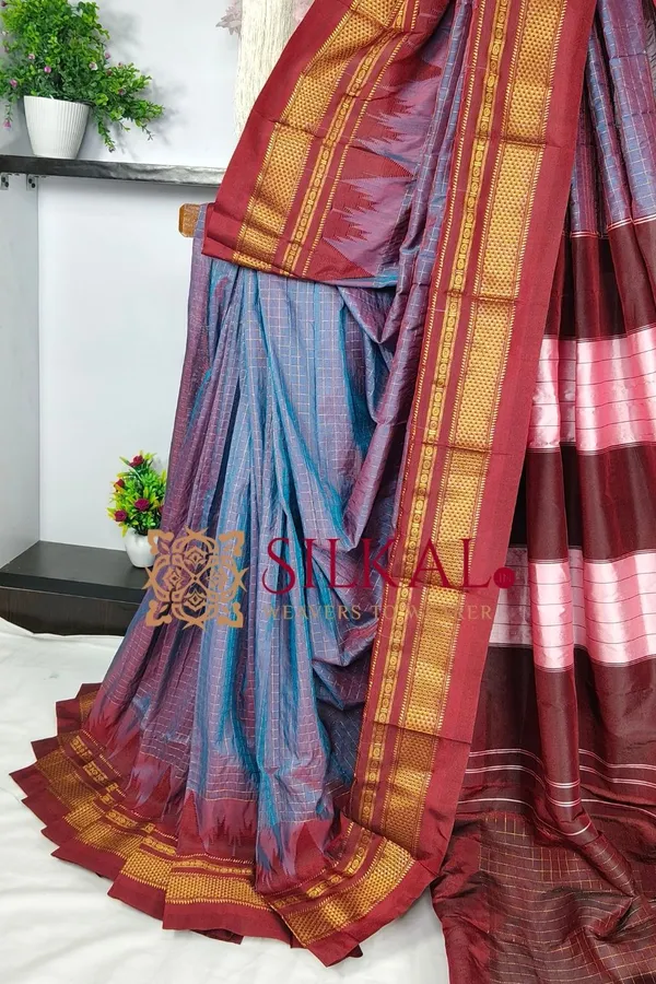 Ilkal_Temple_Chadaruga_Cotton_Silk_Saree_SKL03864