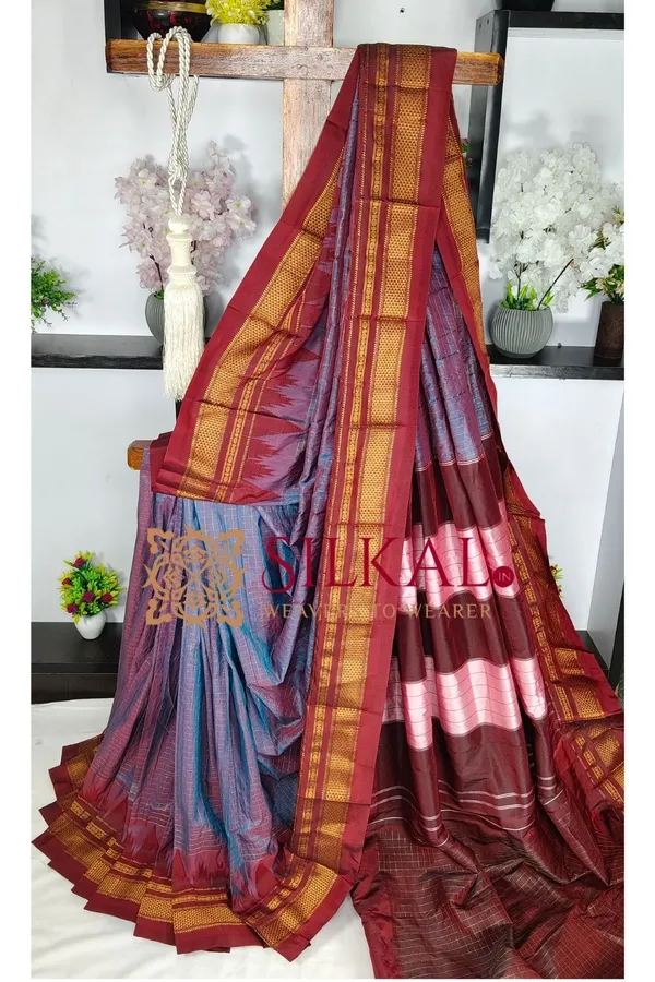 Ilkal_Temple_Chadaruga_Cotton_Silk_Saree_SKL03864