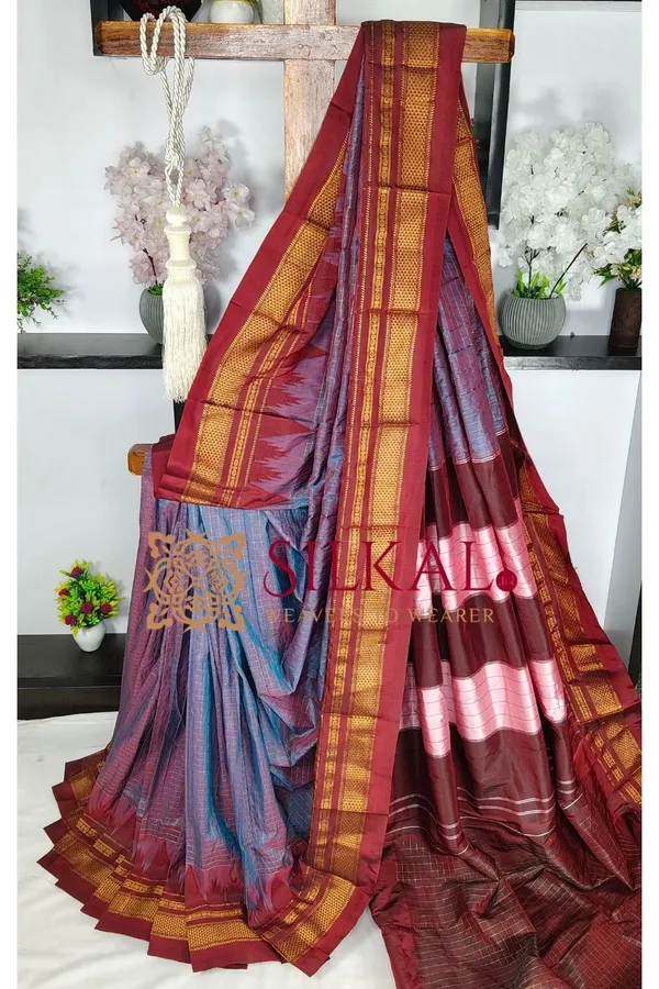 Ilkal_Temple_Chadaruga_Cotton_Silk_Saree_SKL03864