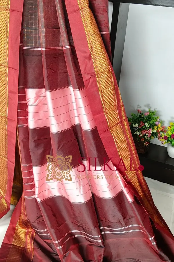 Ilkal_Temple_Chadaruga_Cotton_Silk_Saree_SKL03865