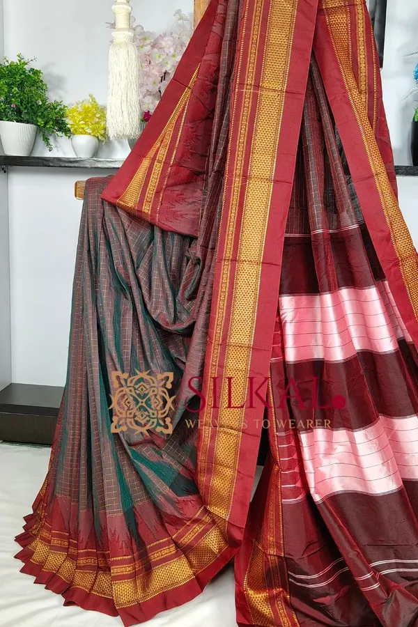 Ilkal_Temple_Chadaruga_Cotton_Silk_Saree_SKL03865