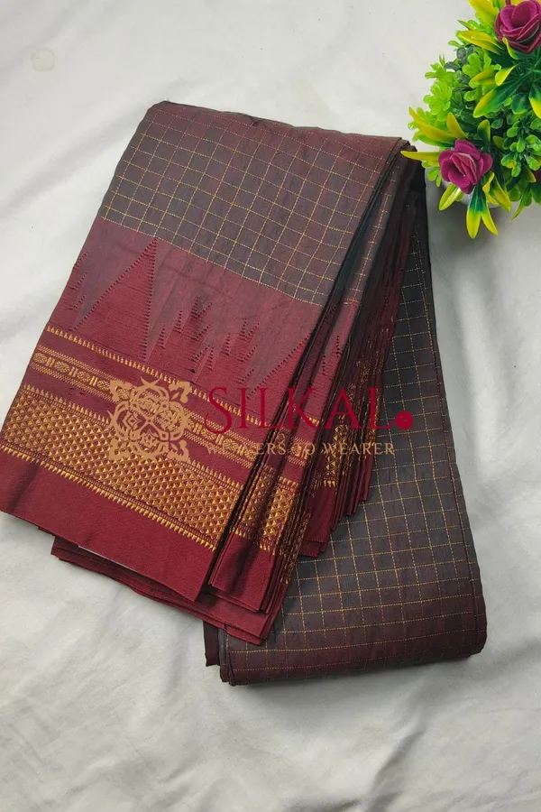 Ilkal_Temple_Chadaruga_Cotton_Silk_Saree_SKL03865