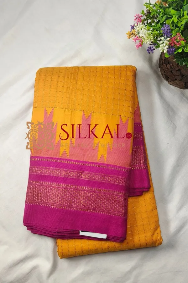 Ilkal_Temple_Chadaruga_Cotton_Silk_Saree_SKL03867