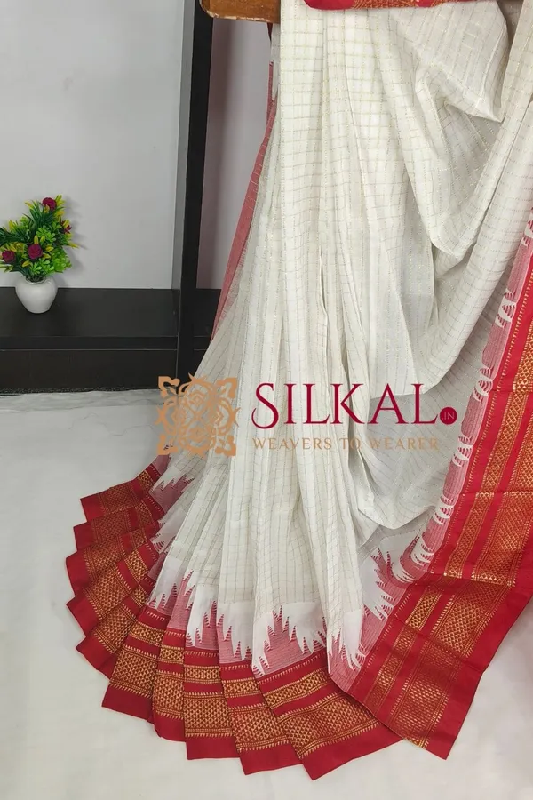 Ilkal_Temple_Chadaruga_Cotton_Silk_Saree_SKL03868