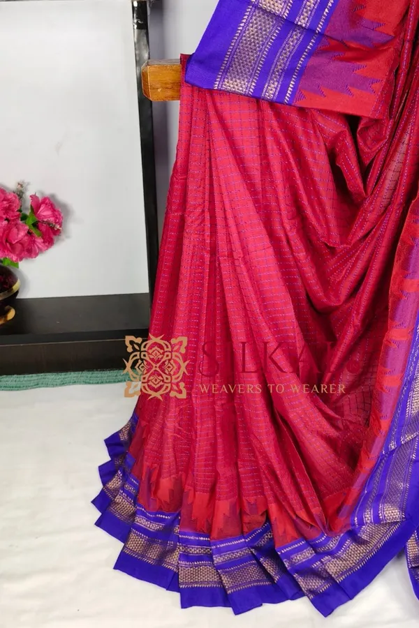 Ilkal_Temple_Chadaruga_Cotton_Silk_Saree_SKL03874