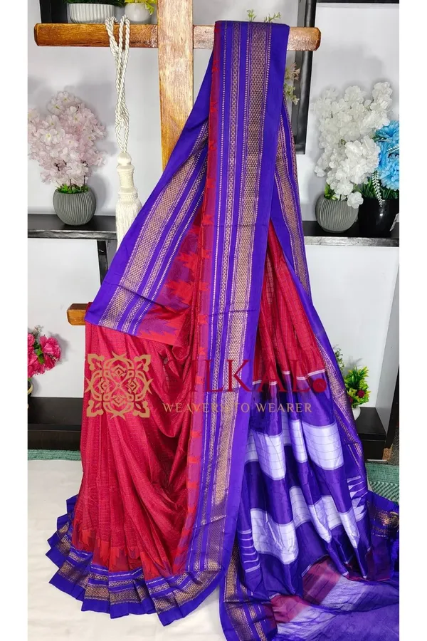 Ilkal_Temple_Chadaruga_Cotton_Silk_Saree_SKL03874